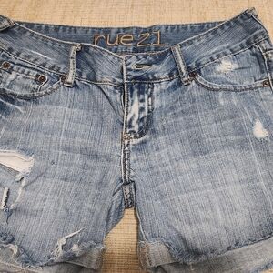 Rue21 Blue Distressed Jean Shorts